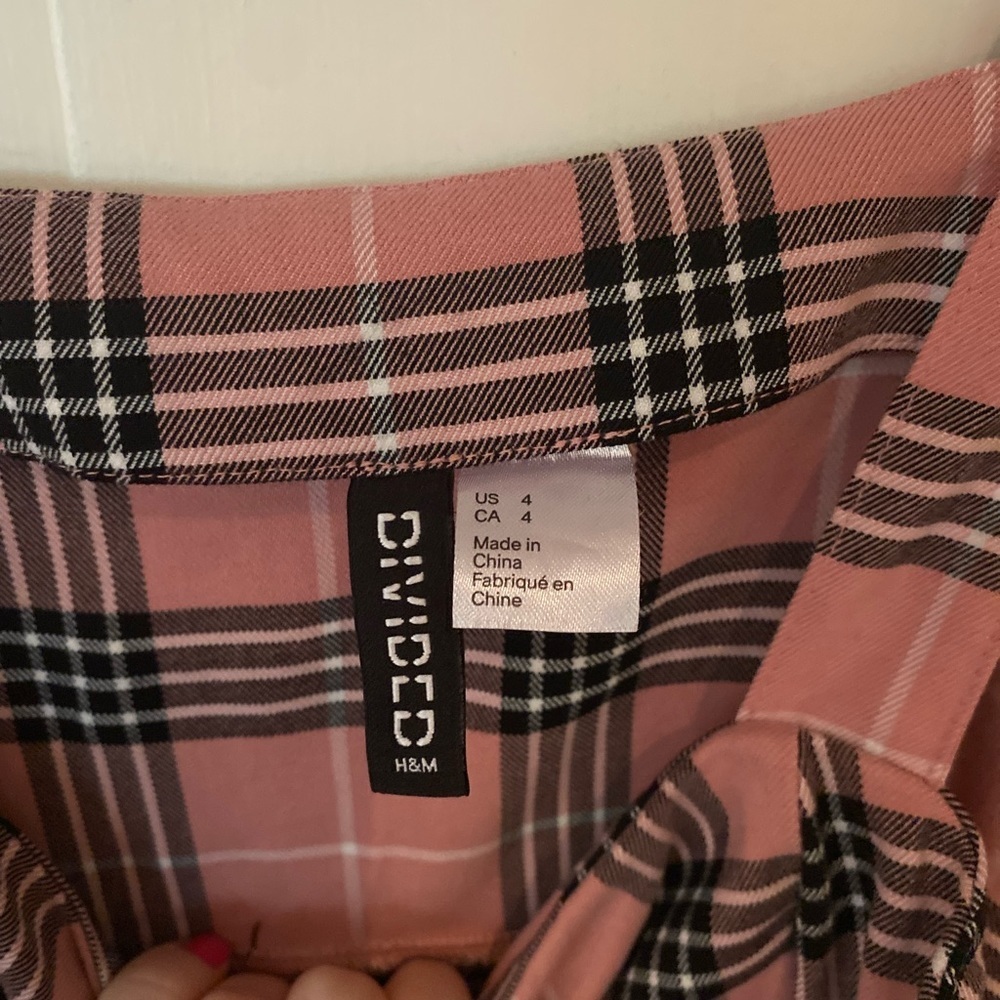 Pink Plaid Checkered Mini Dress size 4 Summer Vacation Burberry-Inspired Print - Picture 4 of 9